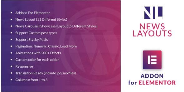 News Layouts for Elementor 1.0 - Wordpress Plugin