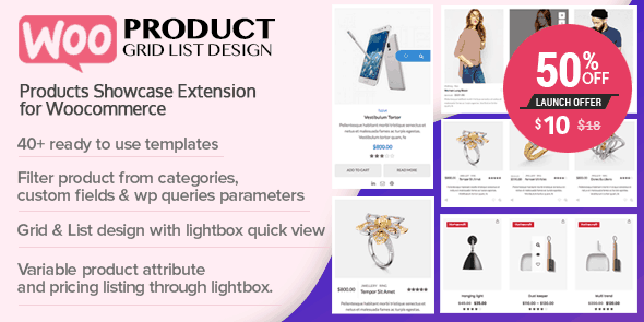 WOO Product Grid/List Design- Responsive Products Showcase Extension for Woocommerce 1.0.8