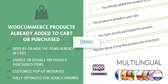 WooCommerce Products Already Added To Cart Or Purchased 1.0.2