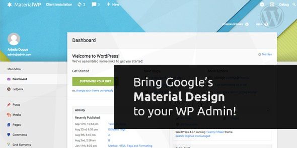 Material WP 1.0.6 - Material Design Dashboard Theme