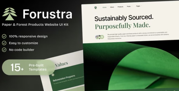 Forustra - Paper & Forest Products Elementor Template Kit for Green Manufacturing
